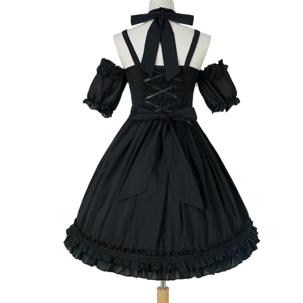 Vintage Style Lolita Halloween Gothic Elegant caged choker corset style dress S - Picture 7 of 15